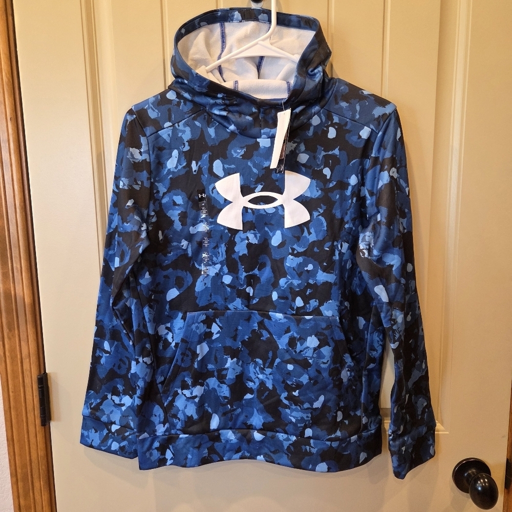 Under Armour Boys' Armour Fleece Camo Hoodie Youth Large Black Blue Activewear